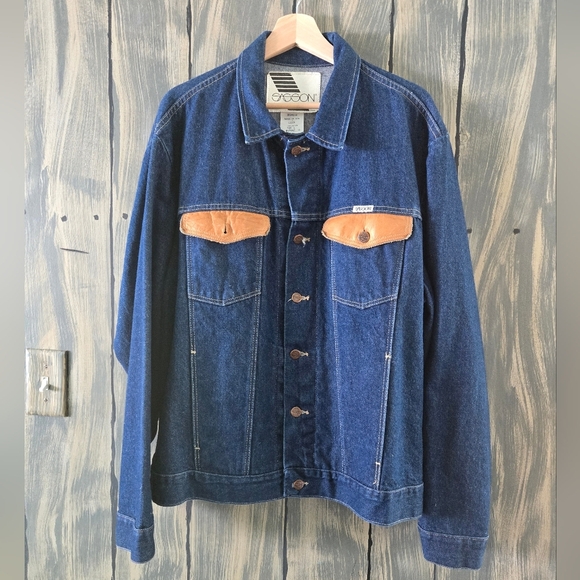 Sasson Other - Sasson Vintage Blue Denim Jacket with Tan Accents Men's Size L
